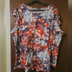 Floral Women's Top - Red and Blue